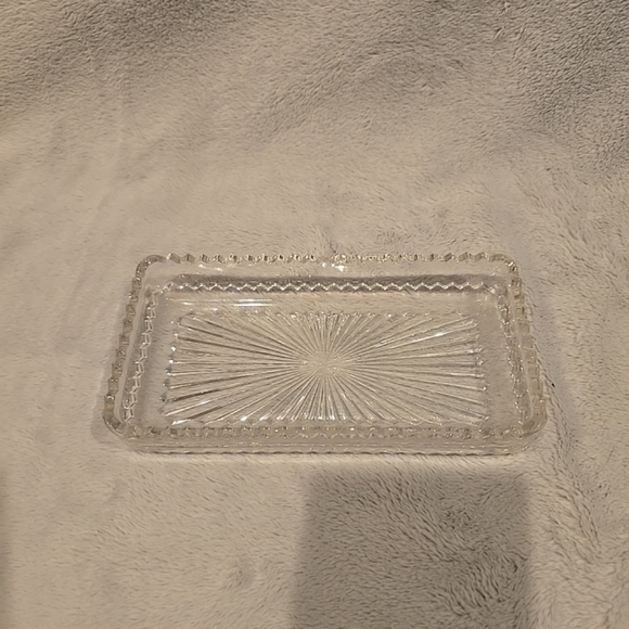 Other - Vintage ‎ PRESSED GLASS CLEAR CANDY DISH Butter Relish  Nut, Starburst Rectangle